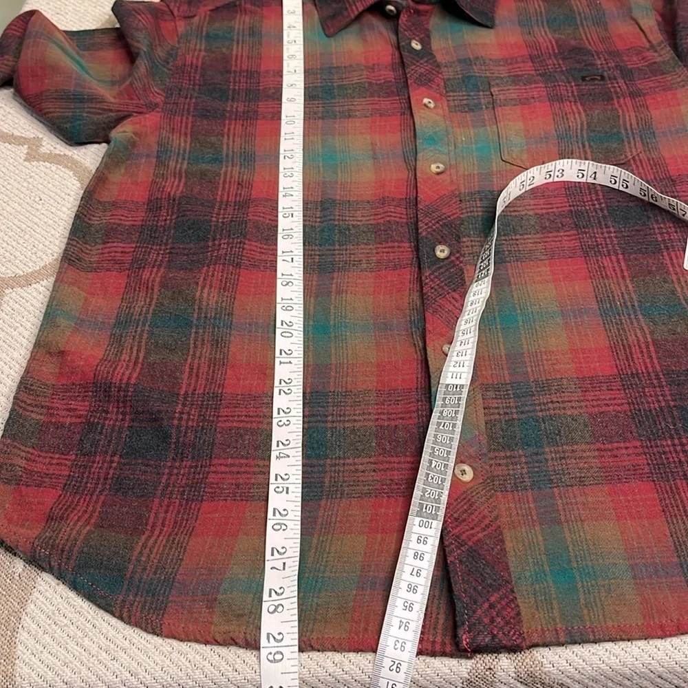 Billabong Coastline Wave Washed Plaid Flannel button down long sleeve Shirt
